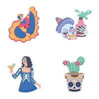 Trendy Pack of Los Muertos Flat Icons vector