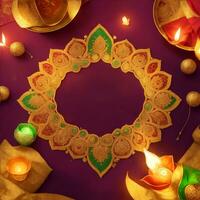 Happy Diwali template with blank space or image space on a festival-look background by Ai generated photo