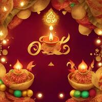 Happy Diwali template with blank space or image space on a festival-look background by Ai generated photo