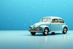 A playful toy car on a blue backdrop for baby boys AI Generated photo