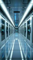 3D rendering of a white server room with computer storage systems Vertical Mobile Wallpaper AI Generated photo