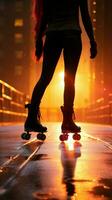 Legs in motion, Silhouettes of pairs reveal roller skate enthusiasts dynamism Vertical Mobile Wallpaper AI Generated photo