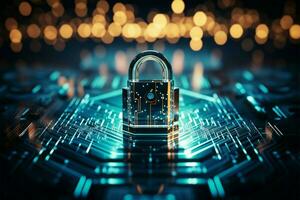 Network security shields against cyber threats and unauthorized access to technology AI Generated photo