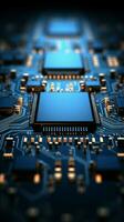 Gleaming blue circuitry A luminous background of technological innovation Vertical Mobile Wallpaper AI Generated photo