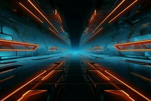 Abstract sci fi backdrop showcases modern race with forward arrow tech AI Generated photo