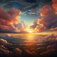 Dusks canvas Clouds form bird like abstraction in sunsets warm embrace For Social Media Post Size AI Generated photo