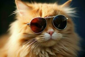 de moda gato elegante lentes. generar ai foto