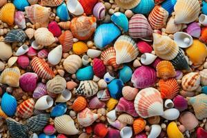 Hues-rich Colorful seashell. Generate Ai photo