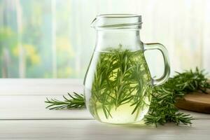 Jug of homemade refreshing tarragon drink. Generate Ai photo