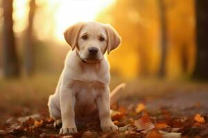 Playful Cute labrador dog. Generate Ai photo