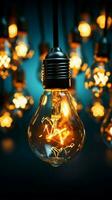Grouped light bulbs shine in harmonious luminosity, casting brilliance Vertical Mobile Wallpaper AI Generated photo
