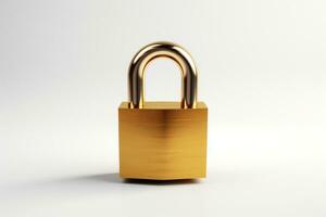 Golden padlock isolated on a white background. 3d illustration. Ai Generated photo