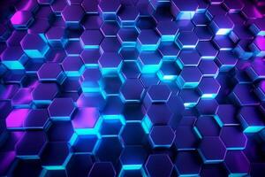 3d illustration of abstract geometric background with cubes in blue and pink photo
