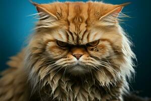 Fury and dissatisfaction encompass the cats negative facial expression today AI Generated photo