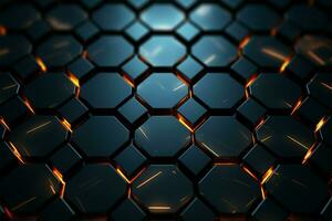 3D rendering showcases a sci fi hexagonal background with dark ambiance AI Generated photo