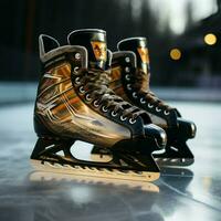 Gendered skates unite on the ice, hockey and figure styles For Social Media Post Size AI Generated photo