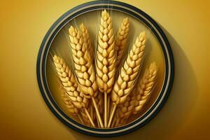 trigo icono, presentado con un plano diseño en un agricultores antecedentes ai generado foto