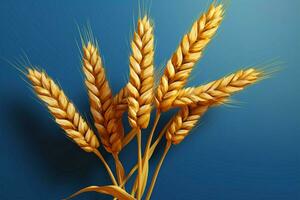 Wheat depicted in a cartoonish and stylized CGI, against a blank background AI Generated photo