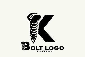 iniciales letra k con tornillo creativo geométrico moderno logo diseño. vector