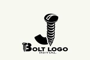 iniciales letra j con tornillo creativo geométrico moderno logo diseño. vector