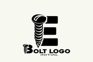 initials letter E with bolt creative geometric modern logo design. vector