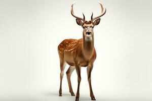 Portrait of a red deer with antlers on a white background AI Generated photo