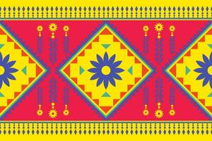 Geometric ethnic pattern traditional Design for background, carpet, wallpaper, clothing, wrapping, Batik, fabric, Vector illustration embroidery style.