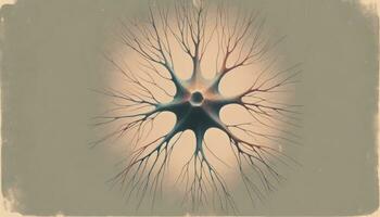 An artistic illustration of a neuron in faded colors, emphasizing a sense of isolation and vulnerability. AI Generative photo