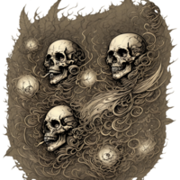 Steampunk skull and rose PNG transparent background Ai Generative