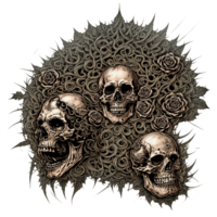 Steampunk skull and rose PNG transparent background Ai Generative