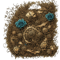 Steampunk Schädel und Rose png transparent Hintergrund ai generativ