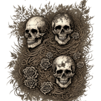 Steampunk Schädel und Rose png transparent Hintergrund ai generativ