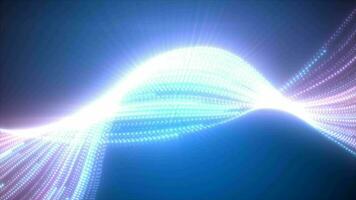 abstrakt ljus blå lila lysande flygande vågor från vriden rader energi magisk bakgrund video