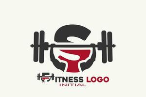 initials letter S with fitness creative geometric modern logo design. vector