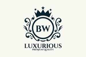 Initial  Letter BW Royal Luxury Logo template in vector art for luxurious branding  vector illustration.