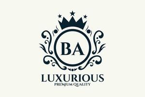 Initial  Letter BA Royal Luxury Logo template in vector art for luxurious branding  vector illustration.