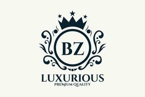 Initial  Letter BZ Royal Luxury Logo template in vector art for luxurious branding  vector illustration.