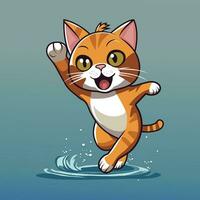 Free Vector Happy Fluffy Cat Ready to catch Fish