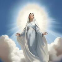 Portrait of lady of grace, Virgin Mary in the sky photo