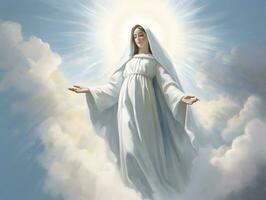 Portrait of lady of grace, Virgin Mary in the sky photo