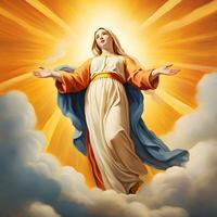 Portrait of lady of grace, Virgin Mary in the sky photo