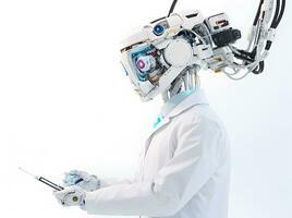Robotic doctor with artificial intelligence. photo