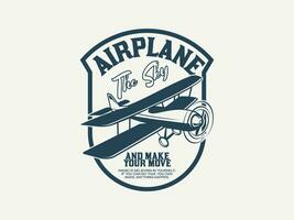 Vector air plane emblem biplane label air plane badges vector illustration