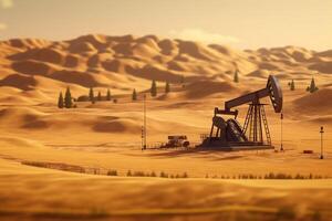 Oil pump in the desert. 3d render. Computer digital drawing. photo