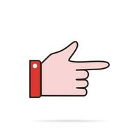 Finger pointing aside vector icon.