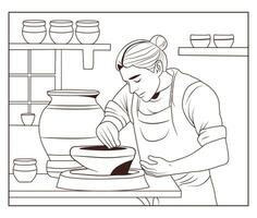 Free vector hands craft making pottery line art design