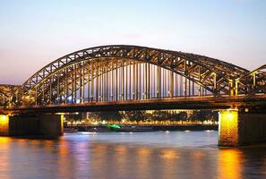 Hohenzollernbruecke Hohenzollern Bridge over river Rhine in Ko photo