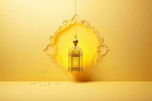 flat islamic background with lantern ai generative photo