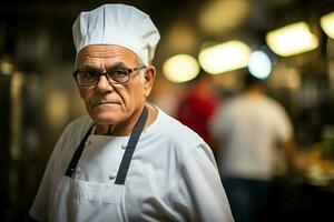 male chef cooking at restaurant ai generative photo