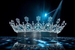 low key image of beautiful queen king crown. 3d rendering Ai Generated photo